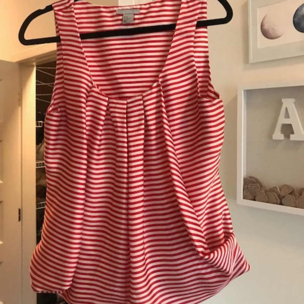 Red and white strip billowy tank